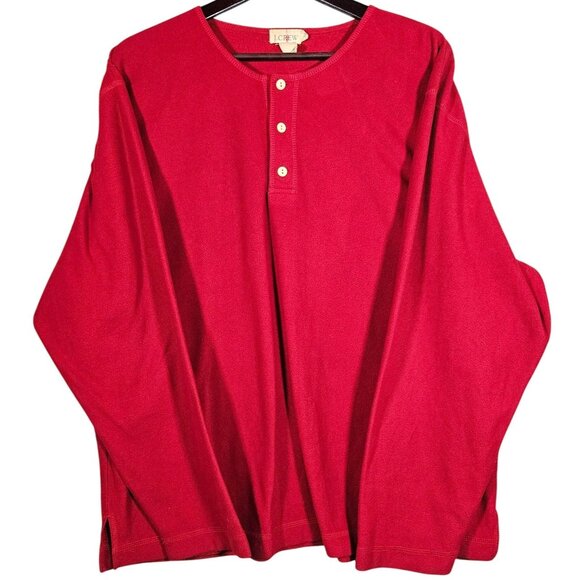 J.Crew Red Long Sleeve Henley Pullover Shirt With Button Placket For women Med - Picture 1 of 12
